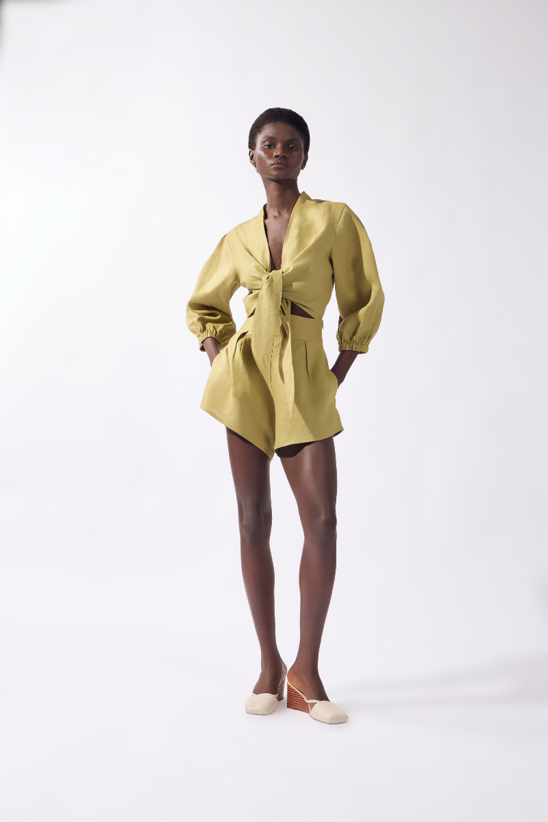 Tie-Front Crop Top & Shorts Set