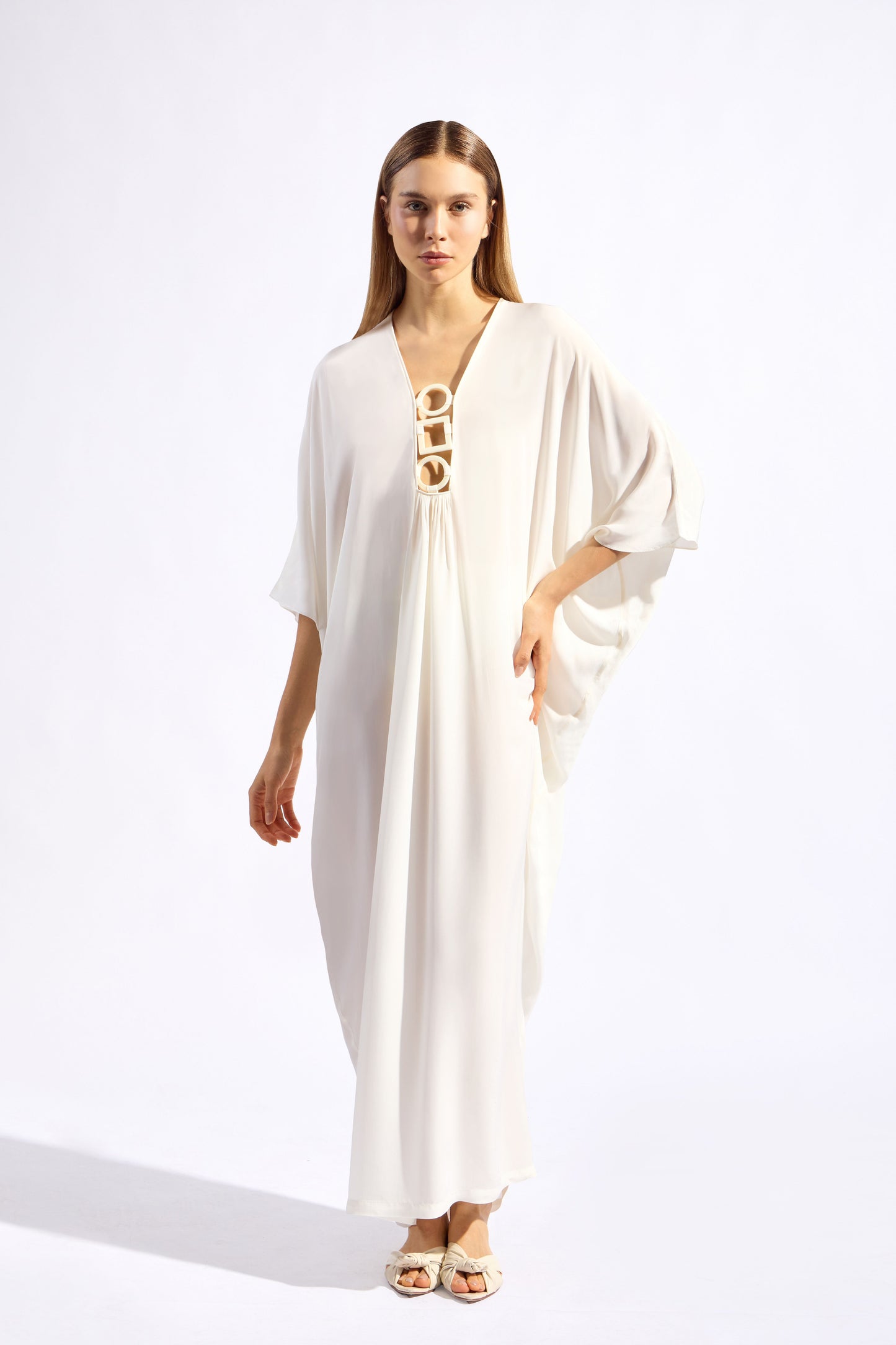 Geometric Long Kaftan - Off White