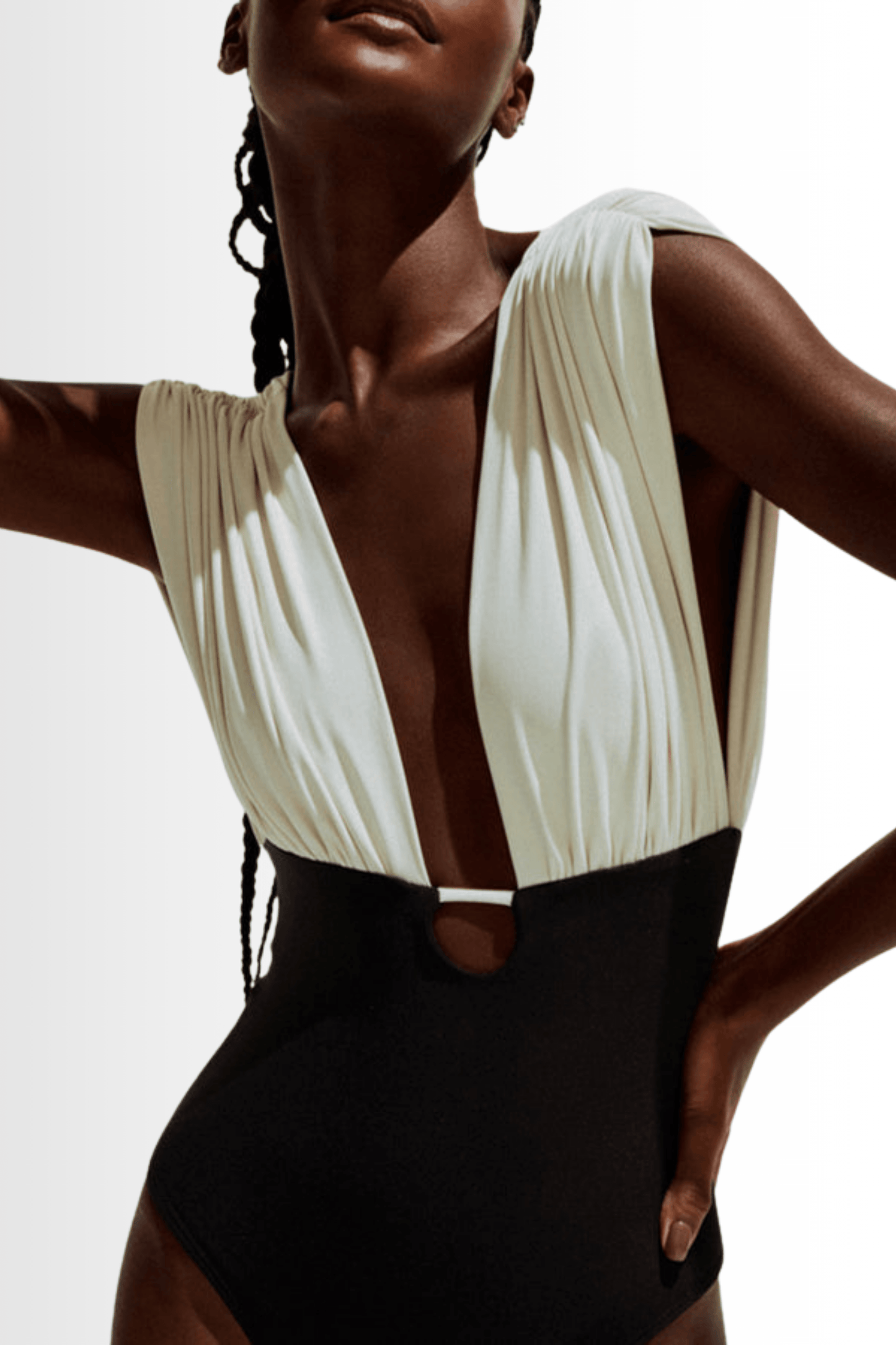 Drop Draped One Piece - Black&White