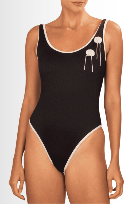 Shell One Piece Ribbed - Black