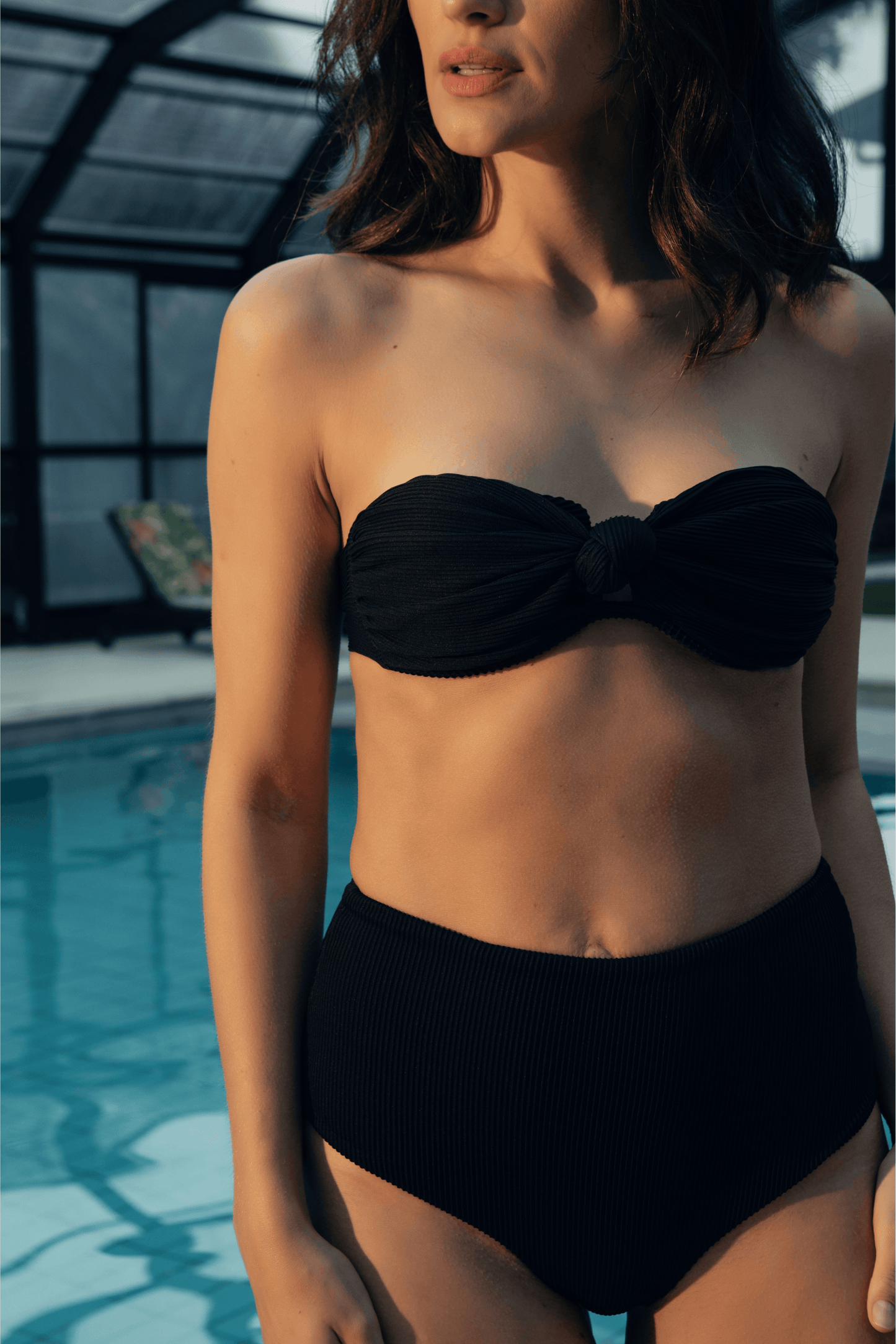 Square Bikini Set Ribbed Black