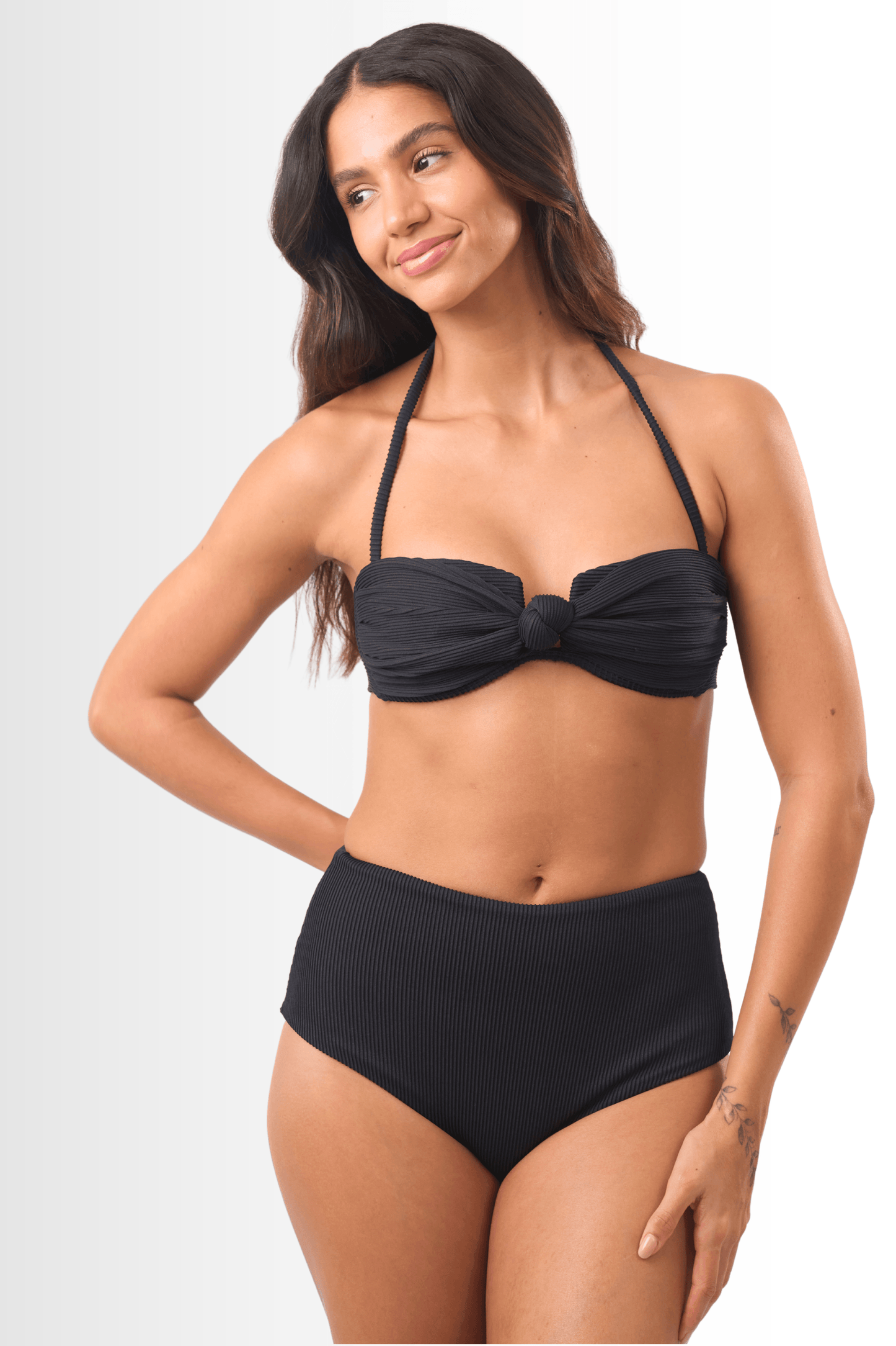 Square Bikini Set Ribbed Black