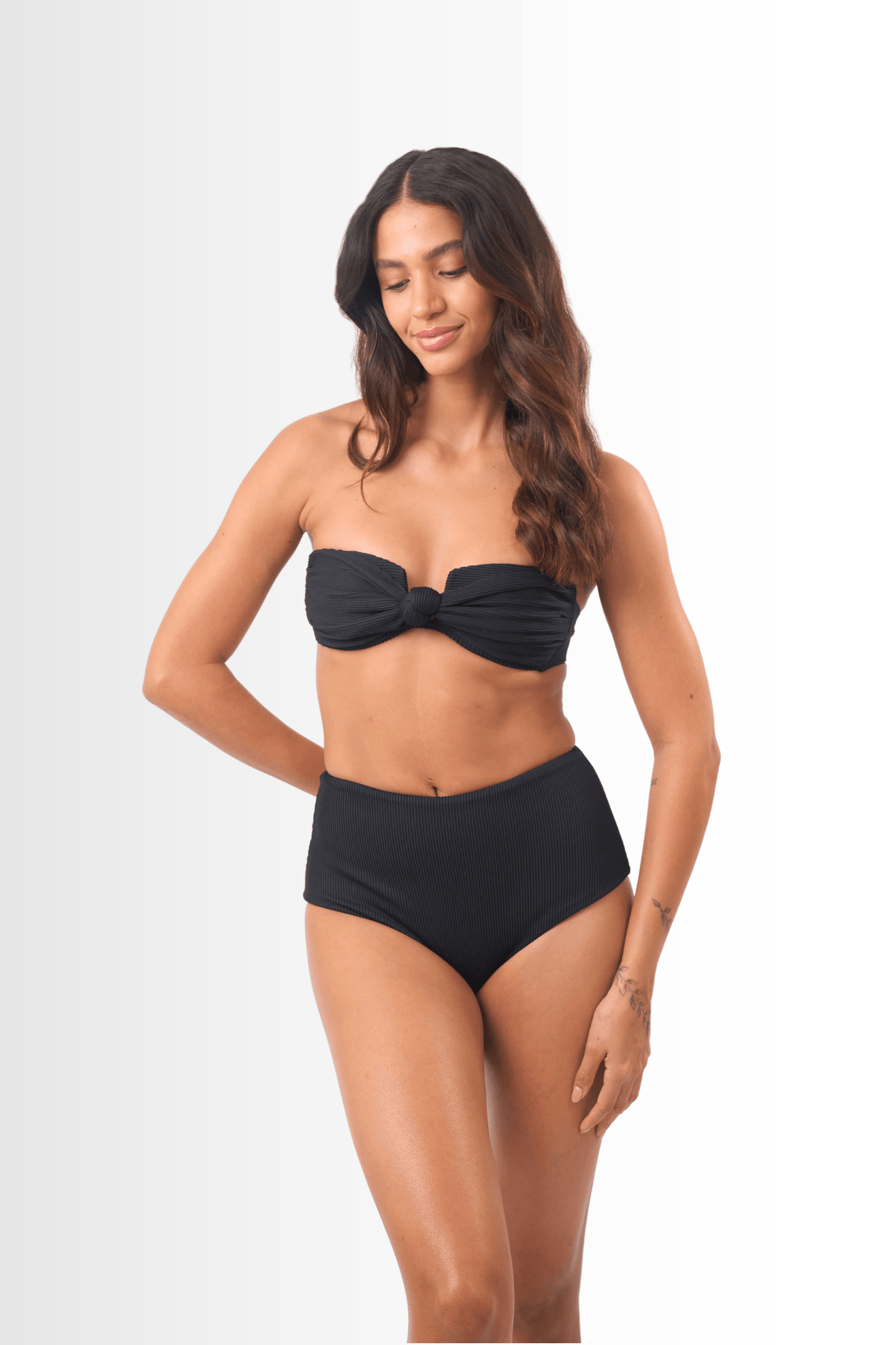 Square Bikini Set Ribbed Black
