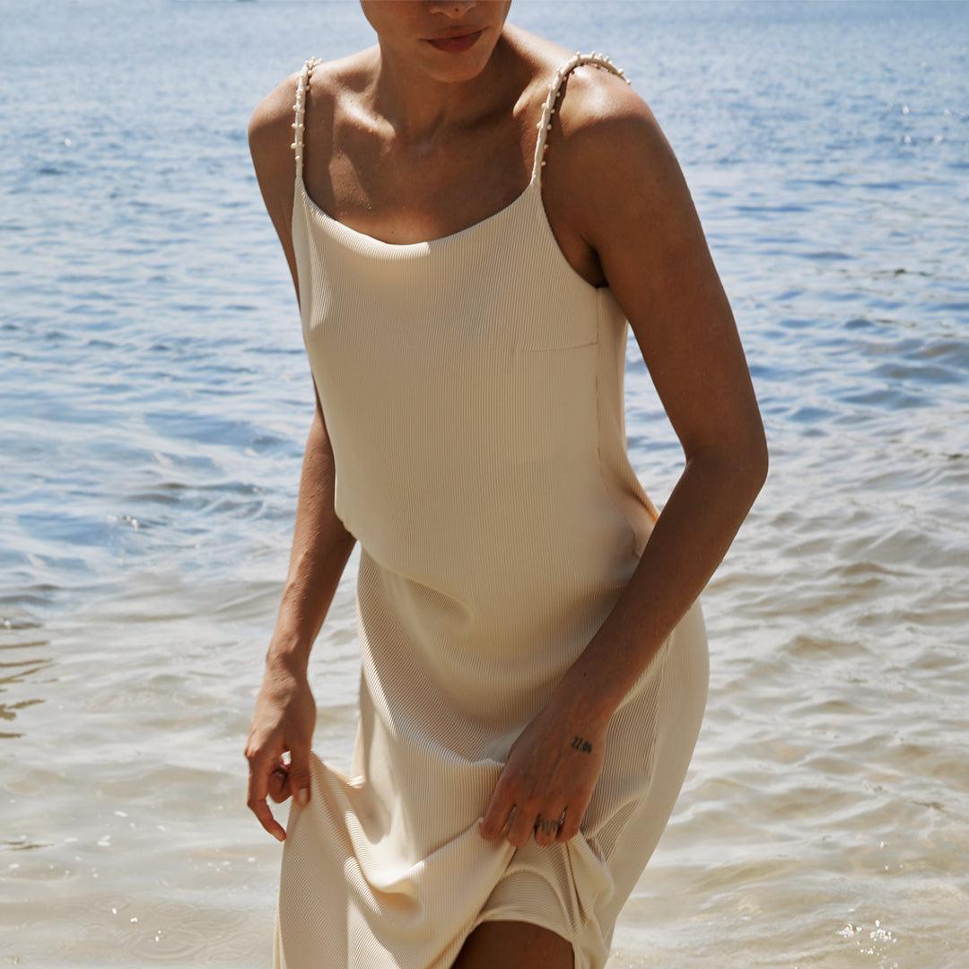 Penelope Dress Ribbed - Off White - Lilafrombrazil
