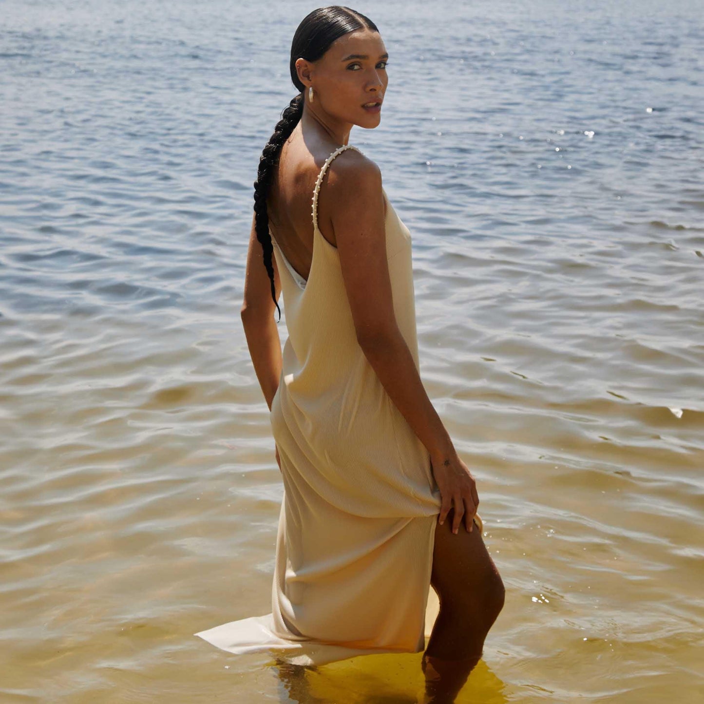 Penelope Dress Ribbed - Off White - Lilafrombrazil