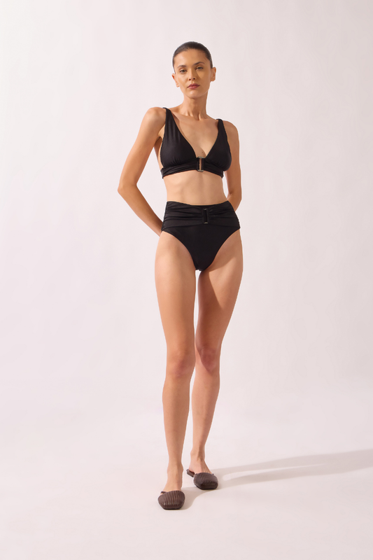 High-Leg Belted Bikini - Black