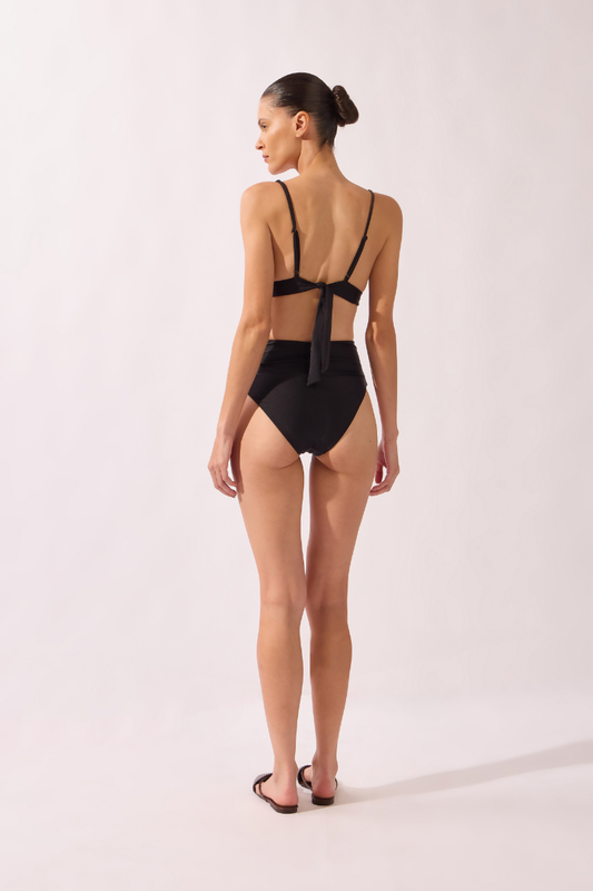 High-Leg Belted Bikini - Black