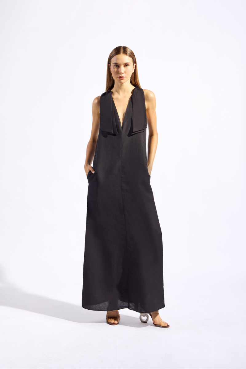 Solid Straps Long Dress