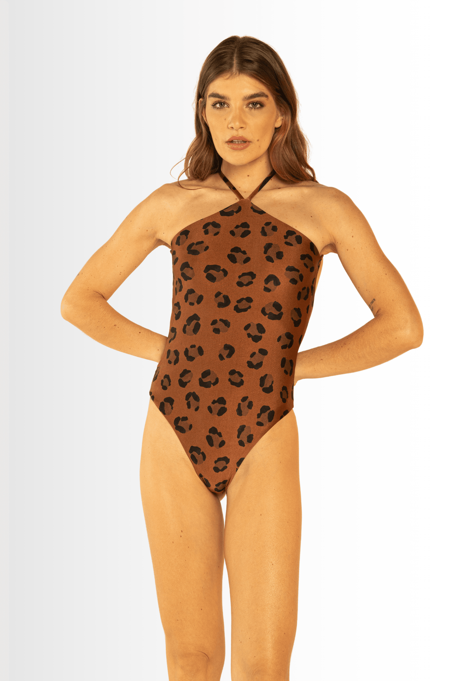 Areta One Piece Animal Print Brown - Lilafrombrazil