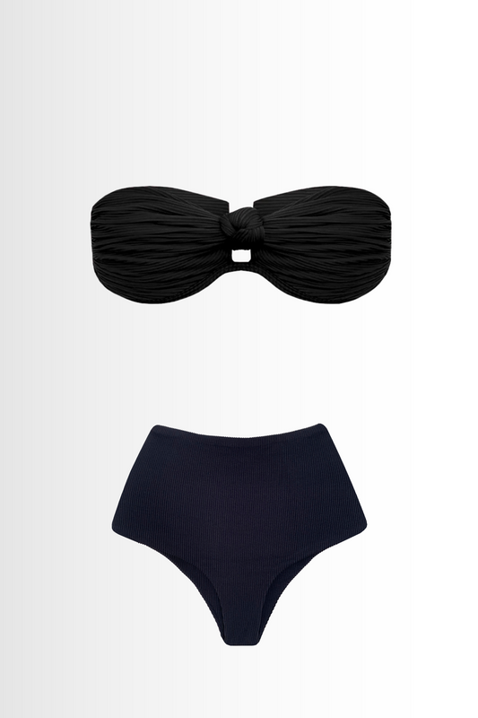 Square Bikini Set Ribbed Black