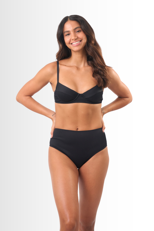 Neli&Estela Bikini Set Ribbed Black