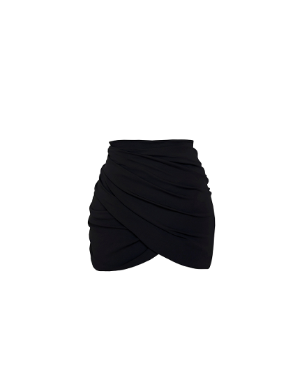 Short Rushed Jersey Pareo - Black