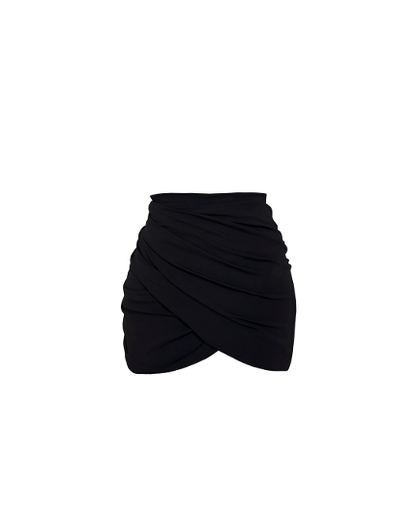 Short Rushed Jersey Pareo - Black