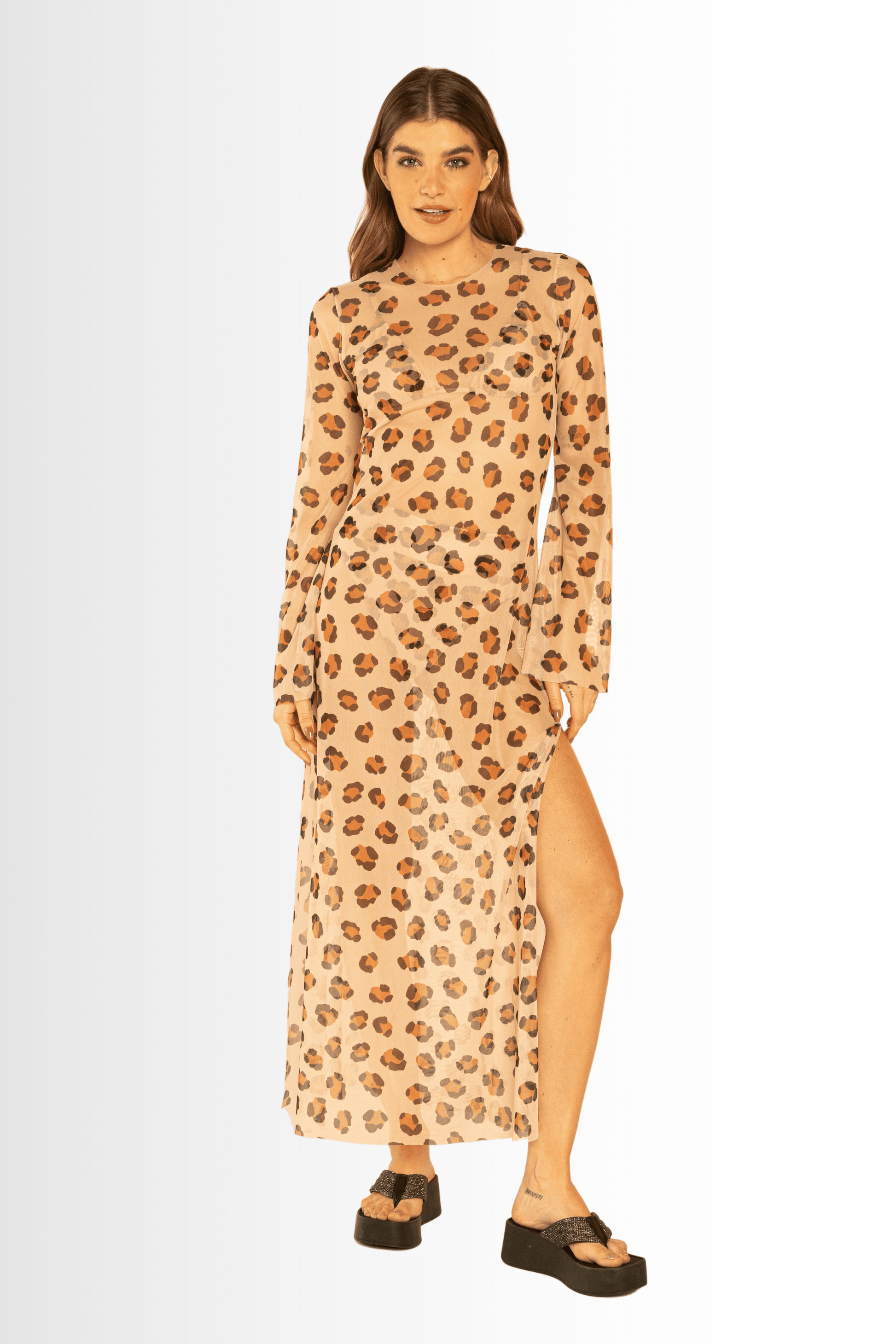 Sarina Dress Animal Print Beige - Lilafrombrazil