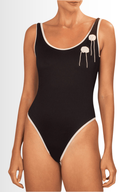 Shell One Piece Ribbed Black